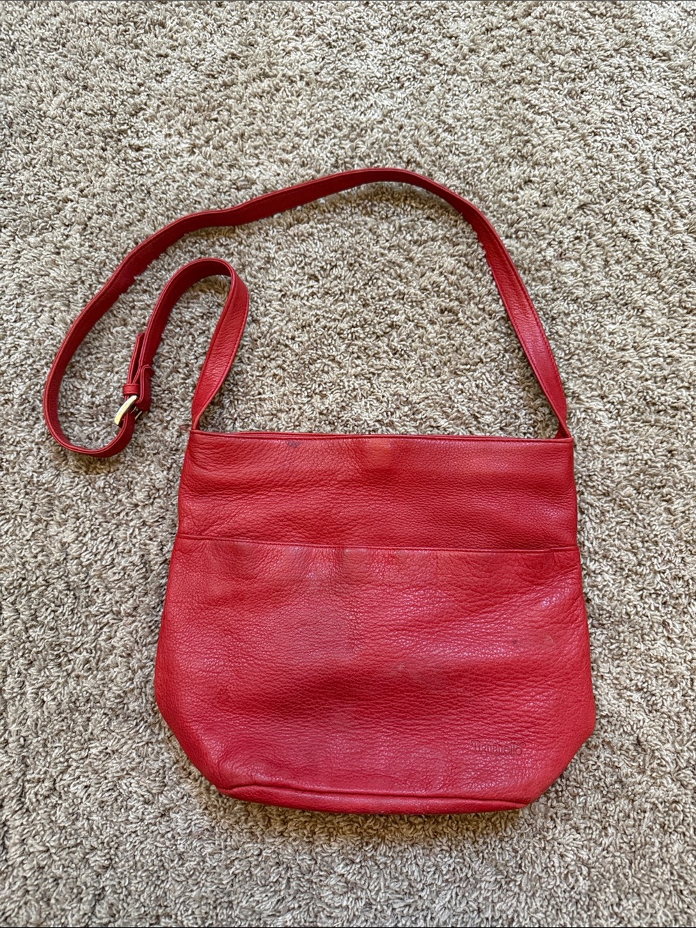 Tignanello Red Leather Crossbody Shoulder Bag